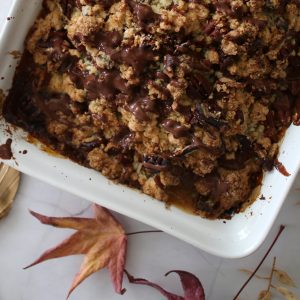 recette crumble poires chocolat lignac